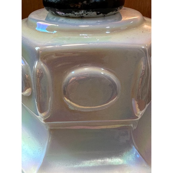 Vintage Iridescent Glass Lamp with Raised Accents - Picture 7 of 10